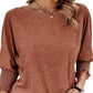 ⏳ Limited Time 50% Off!💐Women's Round Neck Smocked Cuff Dolman Sleeve Top