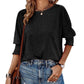 ⏳ Limited Time 50% Off!💐Women's Round Neck Smocked Cuff Dolman Sleeve Top
