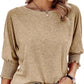 ⏳ Limited Time 50% Off!💐Women's Round Neck Smocked Cuff Dolman Sleeve Top