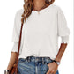 ⏳ Limited Time 50% Off!💐Women's Round Neck Smocked Cuff Dolman Sleeve Top