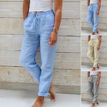 🌸LAST DAY 50% OFF!!🌸Women's Elastic Waist Cotton Linen Casual Pants