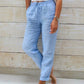 🌸LAST DAY 50% OFF!!🌸Women's Elastic Waist Cotton Linen Casual Pants