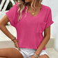 ⏰Hot Sale 65% OFF🎉Women's Waffle V Neck Short Sleeve Casual Top