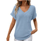 ⏰Hot Sale 65% OFF🎉Women's Waffle V Neck Short Sleeve Casual Top
