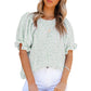 ⏰Summer Special 49% OFF👚Women's Crewneck Smocked Puff Sleeve Floral Print Blouse