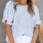 ⏰Summer Special 49% OFF👚Women's Crewneck Smocked Puff Sleeve Floral Print Blouse