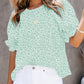 ⏰Summer Special 49% OFF👚Women's Crewneck Smocked Puff Sleeve Floral Print Blouse
