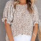 ⏰Summer Special 49% OFF👚Women's Crewneck Smocked Puff Sleeve Floral Print Blouse