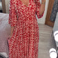 ⏳Time-limited Special 60% OFF⏰🔥Bohemian casual print V-neck shirred waist long dress