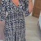 ⏳Time-limited Special 60% OFF⏰🔥Bohemian casual print V-neck shirred waist long dress