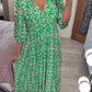 ⏳Time-limited Special 60% OFF⏰🔥Bohemian casual print V-neck shirred waist long dress