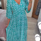 ⏳Time-limited Special 60% OFF⏰🔥Bohemian casual print V-neck shirred waist long dress