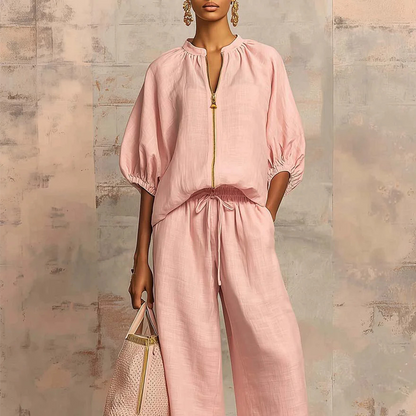 📢📢49% OFF !! ⏰Women's Solid Color 2-Piece Casual Tracksuit Set