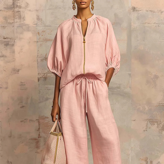 📢📢49% OFF !! ⏰Women's Solid Color 2-Piece Casual Tracksuit Set