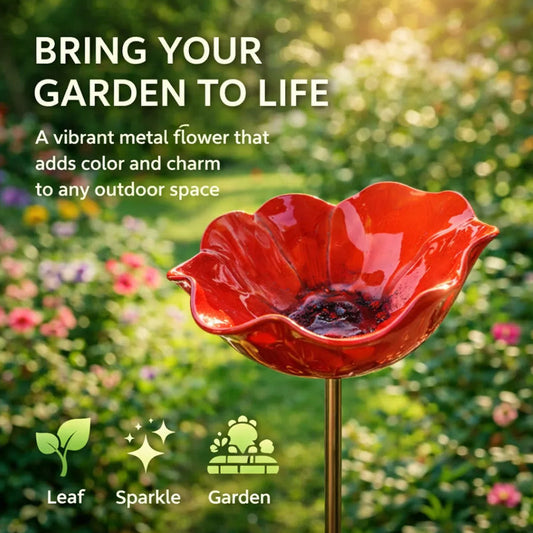 🔥Hot Sale-50% Off🌺Handmade Metal Flower Garden Stake🐦