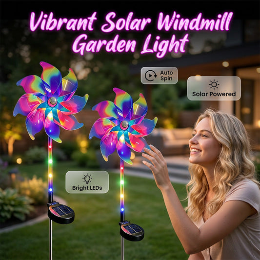 🌈Solar Powered Rainbow Pinwheel Garden Light