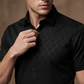 ☀️HOT SALE 50% OFF🖤Men's Textured Black Short Sleeve Shirt