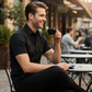 ☀️HOT SALE 50% OFF🖤Men's Textured Black Short Sleeve Shirt