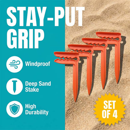 Windproof Beach Towel Clip Pegs for Sand and Grass（Set of 4)