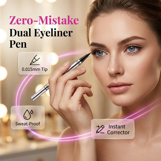 💞Zero-Mistake Double-ended Eyeliner Pen + Built-in corrector - Beginner-friendly
