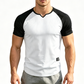👕 LIMITED-TIME 50% OFF! ✨ Men's V-Notch Raglan T-Shirt – Quick-Dry, Slim Fit, Two-Tone 🏋️