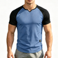 👕 LIMITED-TIME 50% OFF! ✨ Men's V-Notch Raglan T-Shirt – Quick-Dry, Slim Fit, Two-Tone 🏋️
