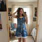👗Summer Hot Sale 50%OFF☀️Women's Faux Two-Piece Denim Print Dress  ✨