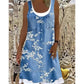 👗Summer Hot Sale 50%OFF☀️Women's Faux Two-Piece Denim Print Dress  ✨