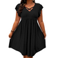 🔥Summer Hot Sale 50% OFF‼️Women's Criss-Cross V-Neck Flutter Sleeve Flowy Dress