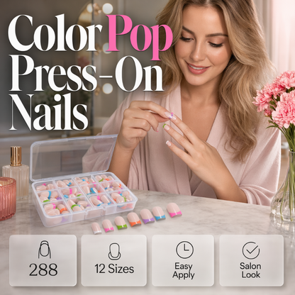 🥳2026 HOT SALE💅✨ 50% OFF!🎁 Color Pop Press-On Nails
