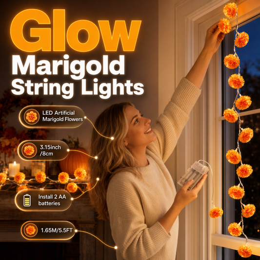 🚀Halloween Special Offer🎃🧡Artificial Marigold Flower LED String Light