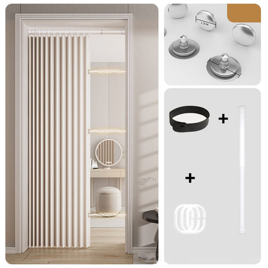 55% OFF🔥No-Drill Magnetic Accordion Door Curtain and Rod Set