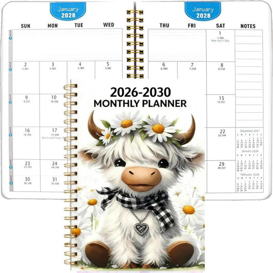 ⚡50% OFF! Almost Gone💥🐮Highland Cow (2026-2030) 5-year Calendar 📅  annual calendar planning, month labels