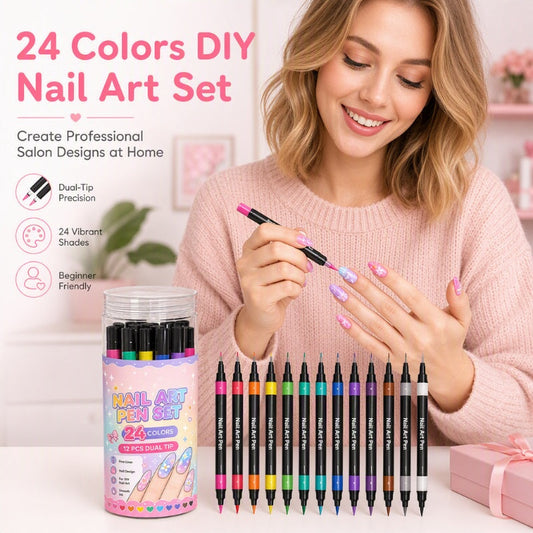 ⏳Limited-time 50% off⏰24 Colors Dual Ended Nail Art Pens Set🪄🎨
