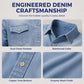 💯 Comfort Meets Quality | Men’s Soft Cotton-Blend Button-Front Denim Shirt