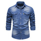 💯 Comfort Meets Quality | Men’s Soft Cotton-Blend Button-Front Denim Shirt