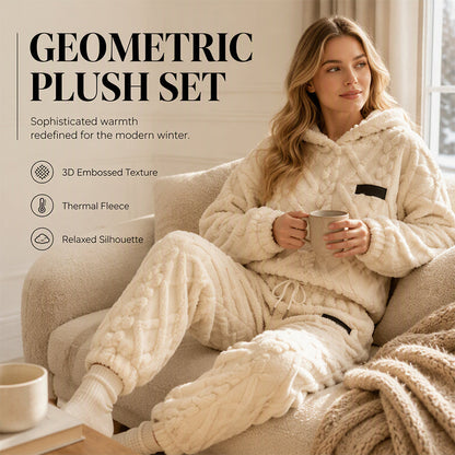 ☀️Hot Sale-50% OFF🍂 3D Embossed Texture Geometric Plush Loungewear Set