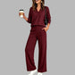 ⏳Limited time offer🔥Women’s V‑Neck Top & Wide‑Leg Trousers Co‑Ord Set