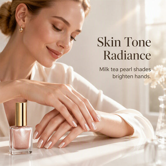 Moonlight Pearl Nail Polish Shimmering Milk Tea Color Air Dry Long Wear