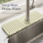 Raised Sloped Kitchen Sink Faucet Splash Guard and Draining Mat Non Slip Sink Drainage Pad and Soap Holder