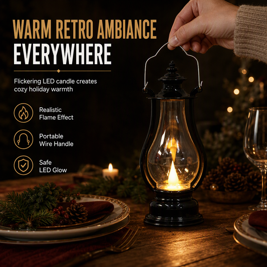 ⏳Limited-time 50% off⏰Vintage LED Decorative Lantern | Heat-Free Simulated-Flicker Flame for a Retro Ambiance🕯️🏮