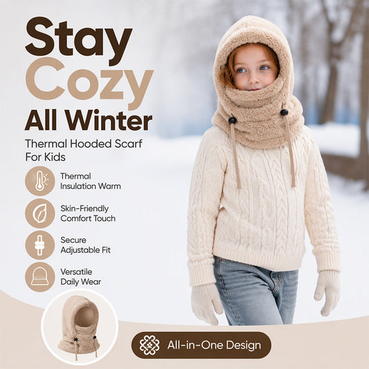 Hot Sale 50% OFF🎀Kids Fleece Balaclava Hat, Windproof Thermal One Piece Hood Scarf, Adjustable Drawstring Full Face Neck Warmer for Boys Girls, Winter Outdoor Ski Cycling Hat🧣