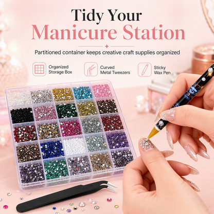 🎅Gift Idea 50% OFF! ✨24-Grid Nail Art Rhinestone Set