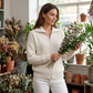 Women's Ribbed Knit Zip-Up Cardigan