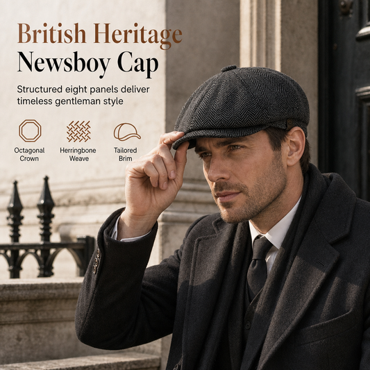 💥Hot Sale 50% OFF✨Vintage British Style Newsboy Cap for Men and Women - Classic Casual Flat Cap Octagonal Beret Hat