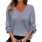 🍂Autumn Hot Sale 50% OFF🔥Women's Casual V-Neck Waffle Knit Plus Size Top