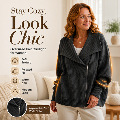 🔥LAST DAY SALE 50% OFF💥Women's Chic Asymmetrical Zip Up Sweater Jacket