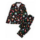 Women's Christmas Long Sleeve Notch Collar Pajama Set