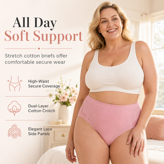 Plus Size High Waisted for Women with Cotton Crotch Briefs for Middle Aged and Elderly