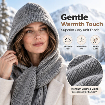Women's 2-in-1 Thermal Knit Hooded Scarf